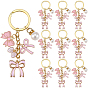 20Pcs Bowknot Alloy Enamel Keychain, with Alloy Rings and 304 Stainless Steel Chains, Golden