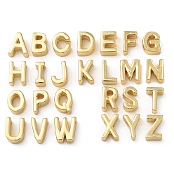 Rack Plating Brass Slide Charms, Cadmium Free & Lead Free, Real 18K Gold Plated, Letter