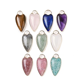 Драгоценный камень подвески, с фурнитурой латунной золотого тона, сердце прелести