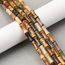 Натуральная полихромная яшма/камень Пикассо/нити бус из яшмы Пикассо, бамбуковая форма