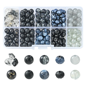 Kit de recherche de fabrication de bijoux en perles de bricolage, y compris des perles de verre rondes et rondelles et de quartz rutile naturel