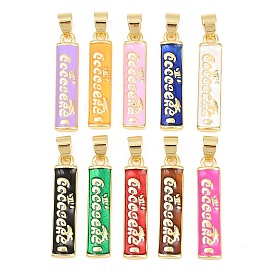 Латунь эмаль подвески, прямоугольник со словами-подвесками, реальный 18 k позолоченный