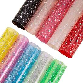 10Sheets 10 Colors A4 PVC Vinyl Sparkle Fabric Sheets, Star, for DIY Handmade Pencil Case Shiny Bags Bows Craft Material