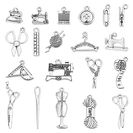 80Pcs 20 Styles Tibetan Style Alloy Pendants, Sewing Tools Charms