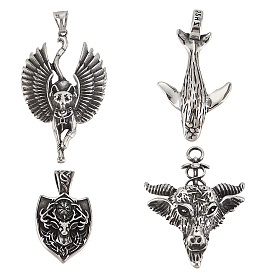 4 шт. 4 стиль 304 большие подвески из нержавеющей стали, щит и бафомет и бастет и форма кита