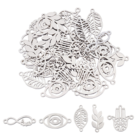 40Pcs 5 Style 304 Stainless Steel Links Connectors, Laser Cut, Mixed Shapes