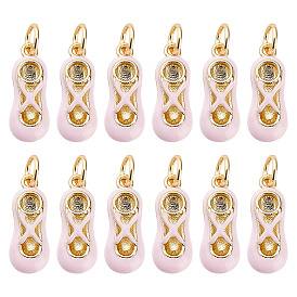 12 шт. Настоящие 18 позолоченные латунные подвески k, с эмалью и кольцами для прыжков, долговечный, балетная обувь