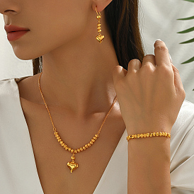 Комплекты из латунных браслетов, серег и ожерелий в форме сердца для женщин