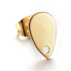 Ионное покрытие (ip) 304 детали серьги-гвоздики из нержавеющей стали, с плоской пластиной, слеза