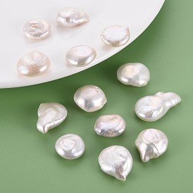 Natural Keshi Pearl Beads, Cultured Freshwater Pearl, No Hole/Undrilled, Flat Round