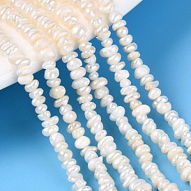 Natural Cultured Freshwater Pearl Beads Strand, Flat Round