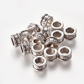 Tibetan Style Alloy European Beads, Large Hole Beads, Column, Lead Free and Cadmium Free