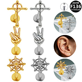 Серьги из титанового сплава для хряща, золотой / нержавеющая сталь цвета