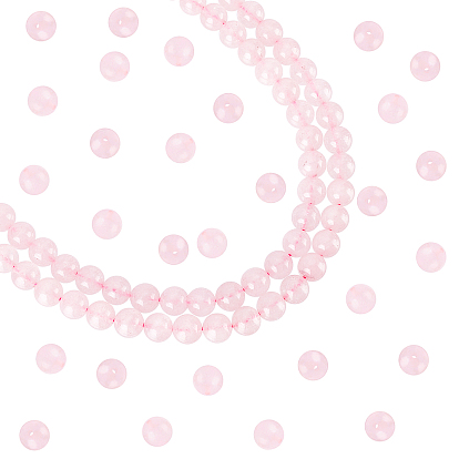 2 brins de perles rondes en quartz rose naturel