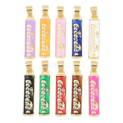 Латунь эмаль подвески, прямоугольник со словами-подвесками, реальный 18 k позолоченный