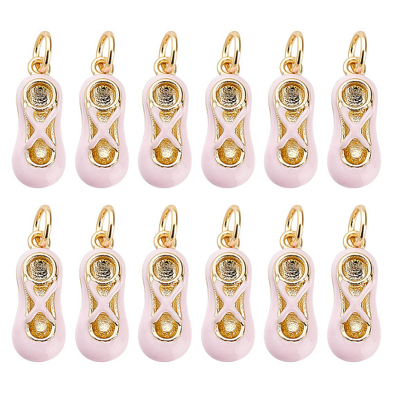 12 шт. Настоящие 18 позолоченные латунные подвески k, с эмалью и кольцами для прыжков, долговечный, балетная обувь