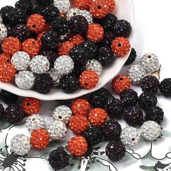 Тема Хэллоуина: бусины для диско-шаров, Бусины со стразами, полимерная глина , класс А, круглые