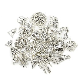 50Pcs Hallowmas Theme Tibetan Style Alloy Pendants