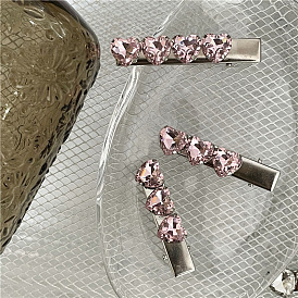 Chic Metal Silver Hair Clip with Sparkling Rhinestones - Perfect for Girls' Hairstyles!