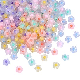 210 шт 6 цвета прозрачные акриловые бусины, матовые, бусина в бусине, цветок