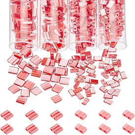 452 шт. 2 стиль 2 непрозрачный стеклянный бисер с отверстием, lustered, прямоугольные