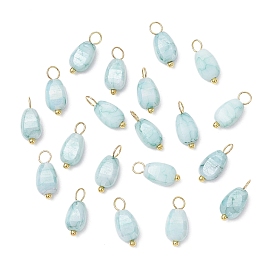 20 шт. непрозрачные стеклянные подвески с эффектом кракле, окрашенные методом выпечки, семена дыни, с медными петлями, золотые, граненые