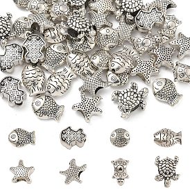 40 шт 8 стили бусины из сплава в тибетском стиле, с европейскими бисера, океанские животные