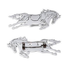 201 Stainless Steel Horse Lapel Pin, Animal Badge for Backpack Clothes, Nickel Free & Lead Free