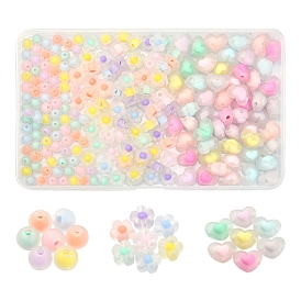 240 pcs 3 style perles acryliques transparentes, givré, Perle en bourrelet, en forme de mélange