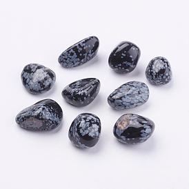 Natural Snowflake Obsidian Beads, Healing Stones, for Energy Balancing Meditation Therapy, Tumbled Stone, No Hole/Undrilled, Nuggets