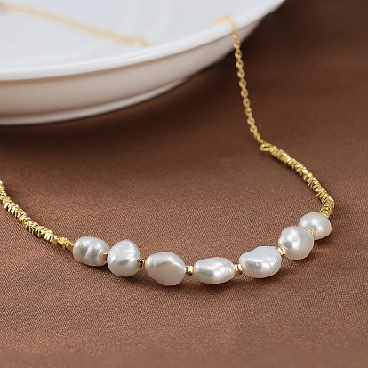 925 Sterling Silver with Natural Pearls Beads Necklaces, Round