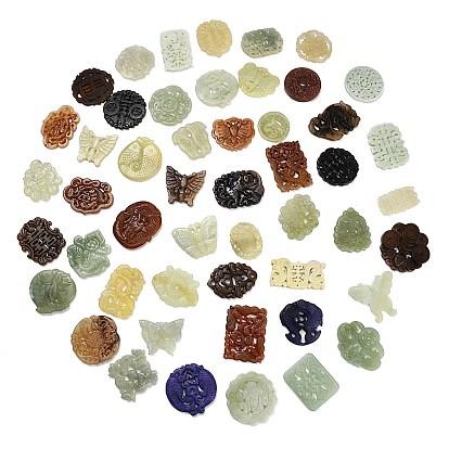 Natural Xiuyan Jade Findings Kits, Mixed Shape