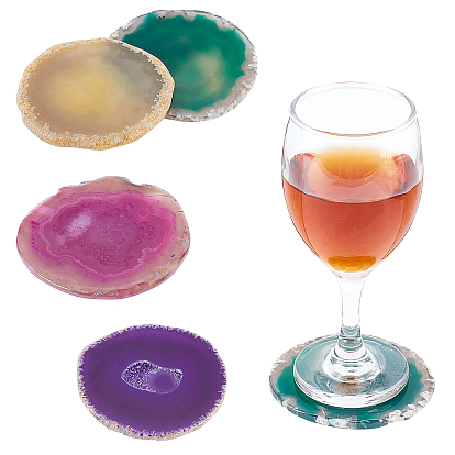 4Pcs 4 Colors Natural Agates Cup Mats