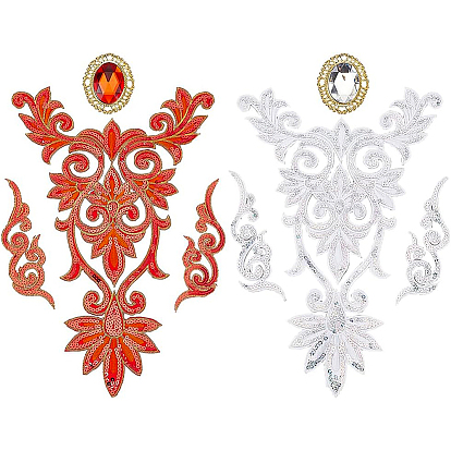 Наборы для шитья, в том числе цветочные и благоприятные облака с компьютерной вышивкой и аппликацией из блесток, с многожильными звеньями из железных страз