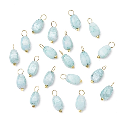 20 шт. непрозрачные стеклянные подвески с эффектом кракле, окрашенные методом выпечки, семена дыни, с медными петлями, золотые, граненые