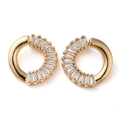 Brass Micro Pave Cubic Zirconia Stud Earring, Ring Stud Earring, Long-Lasting Plated