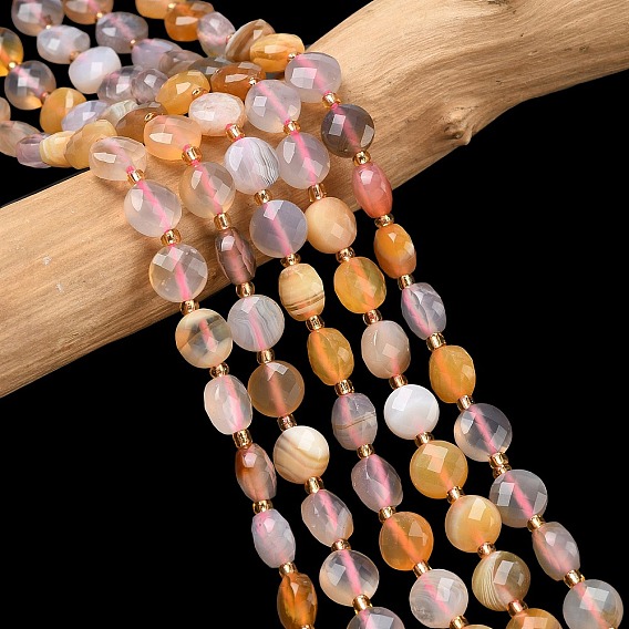 Натуральный красный агат бисер нитей, с бисером, граненый ромб, плоско-круглые