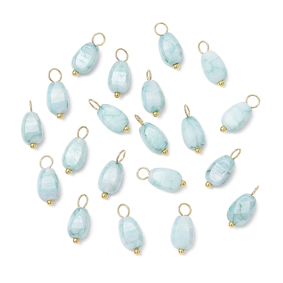 20 шт. непрозрачные стеклянные подвески с эффектом кракле, окрашенные методом выпечки, семена дыни, с медными петлями, золотые, граненые