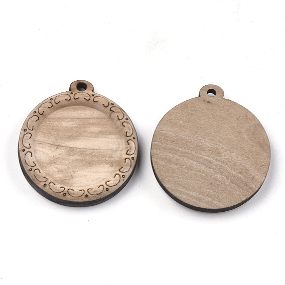 Wooden Pendant Cabochon Settings, Pendant Base, Flat Round