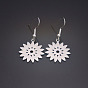 304 Stainless Steel Dangle Earrings for Women, Flower