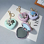 Cute Foldable Mirror Keychain with Floral Pendant - Creative, Lovely, Bag Decoration, Gift.