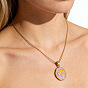 304 Collares para mujer con colgante ovalado de triple corazón en acero inoxidable esmaltado., dorado