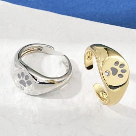 Регулируемые манжеты-кольца из латуни с микропаве из кубического циркония для женщин, отпечаток лапы, стойки покрытие, без кадмия и без свинца, долговечный