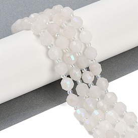 Electroplated Natural White Moonstone Beads Strands, Faceted, Bicone, Double Terminated Point Prism Beads