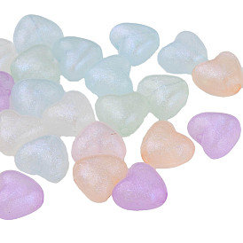 Rainbow Iridescent Plating Acrylic Beads, Glitter Beads, Heart
