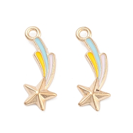 Light Gold Plated Alloy Enamel Pendants, Cadmium Free & Lead Free, Star Charm