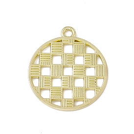 Alloy Pendants, Flat Round with Square Charm