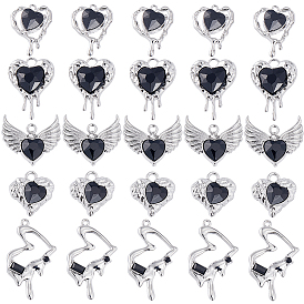 30шт 5 стили стойка покрытие сплав стекло подвески, сердце прелести