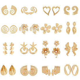 Серьги-гвоздики с имитацией жемчуга из железа, золотые