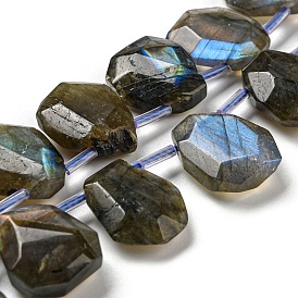 Natural Labradorite Beads Strands, Faceted, Teardrop, Top Drilled